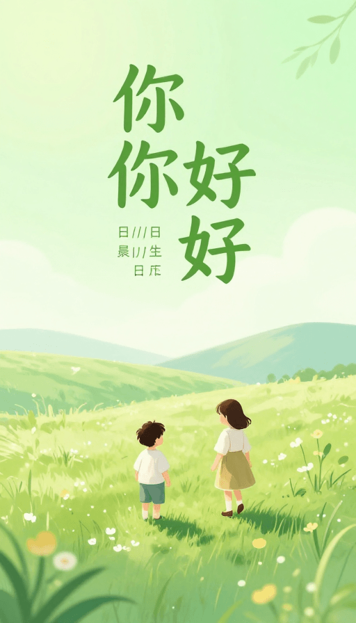 早安问候素材：清新晨光治愈早安插画