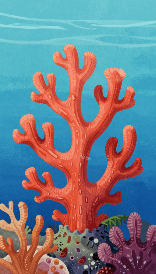 海洋生物素材：唯美珊瑚艺术插画：海底世界的静谧之美