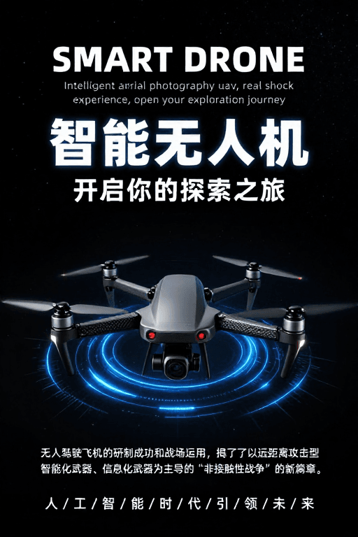 科幻风格素材：未来科技智能无人机悬浮展示