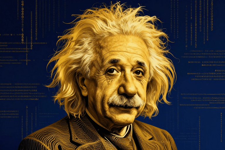 数字绘画素材：数据之海中的爱因斯坦：黄金代码的算法肖像