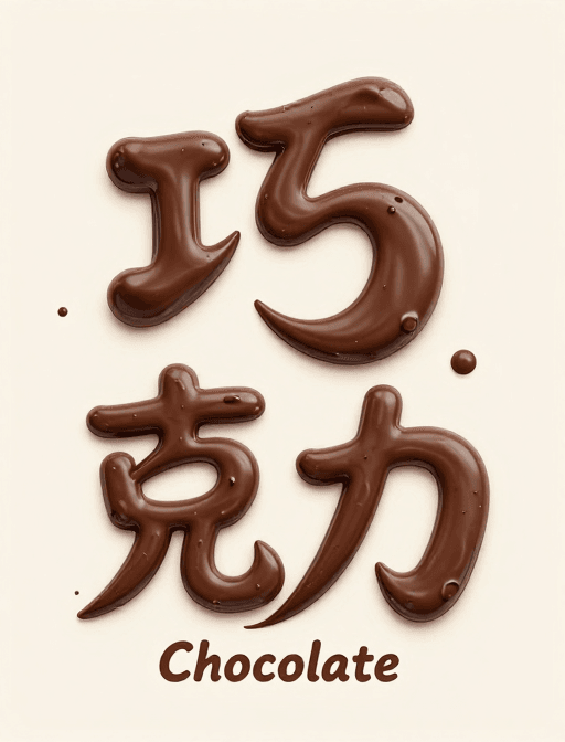 C4D渲染素材：巧克力质感文字设计：流畅曲线与反光效果