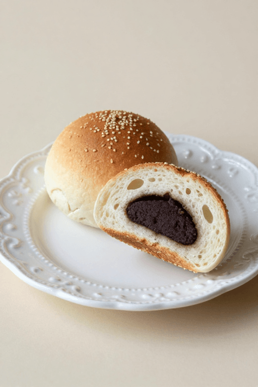 美食展示素材：日式清新质感面包摄影：浅米色背景的精致呈现