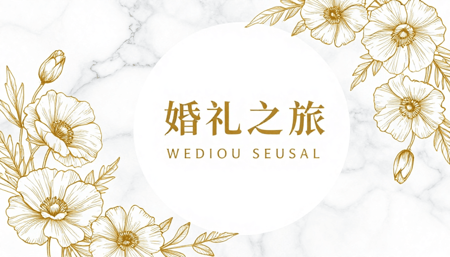 高端商务素材：优雅金色花卉边框婚礼海报设计