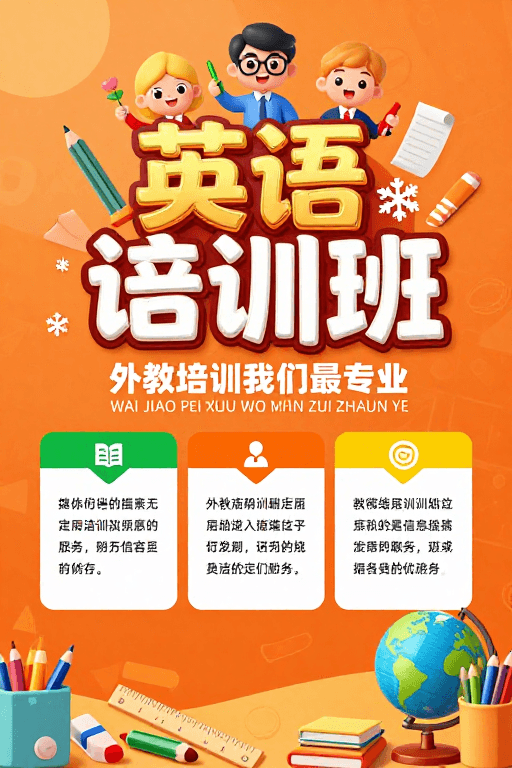 宣传推广素材：活力英语学习：专业外教培训海报