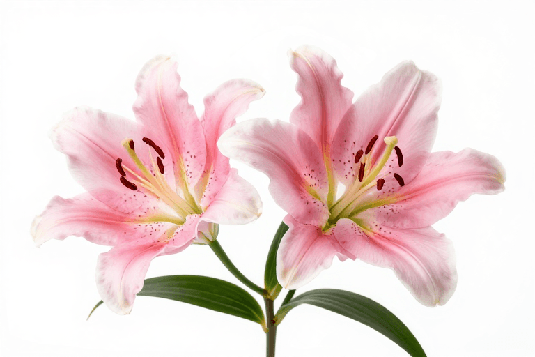 花卉摄影素材：淡雅粉百合盛放：柔光摄影呈现高端质感与自然美