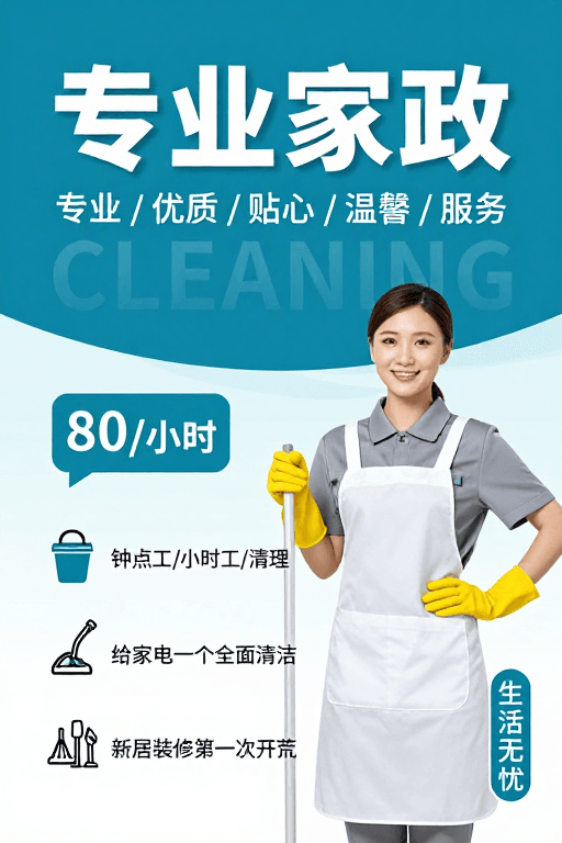 清新配色素材：专业家政：品质生活无忧服务