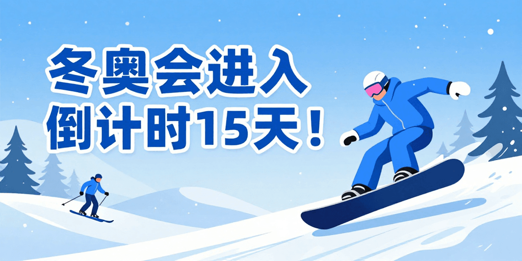 倒计时海报素材：冬奥盛会冰雪狂欢：15天倒计时海报