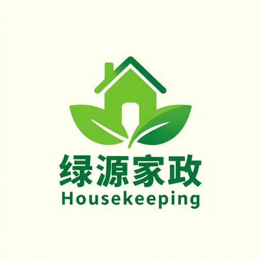 绿色环保素材：简约绿色家政品牌标志：绿叶守护家园的视觉呈现