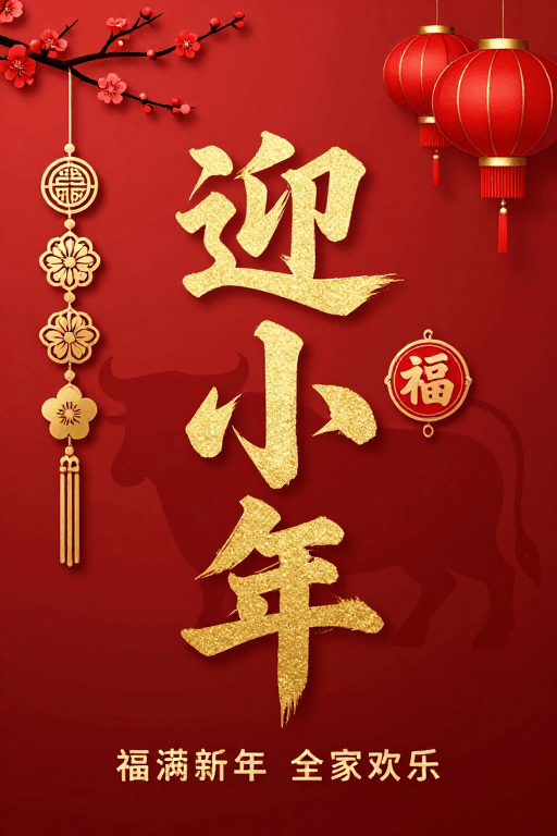 新年素材：喜庆中国风迎小年海报设计