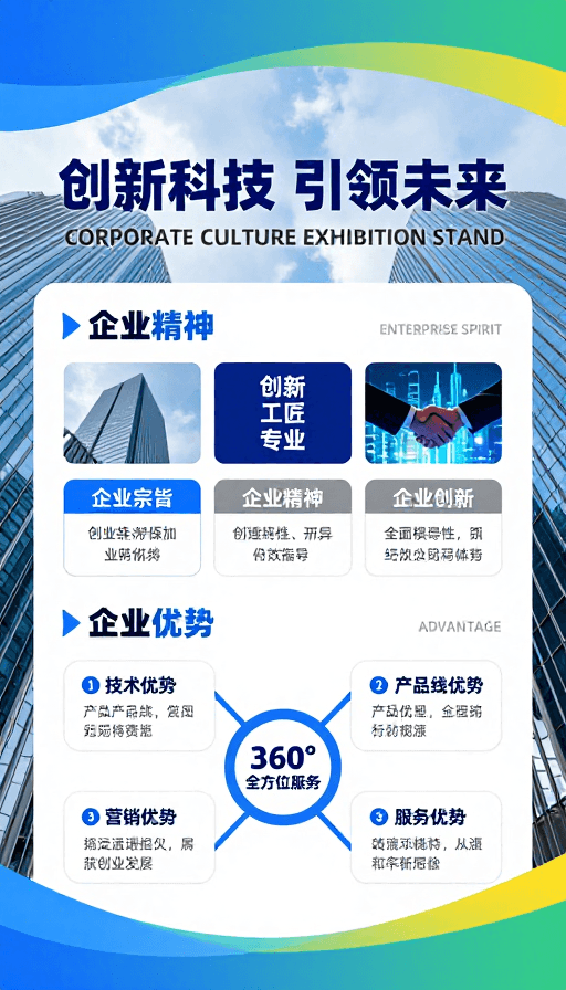 蓝色调素材：现代科技企业形象展：创新引领未来
