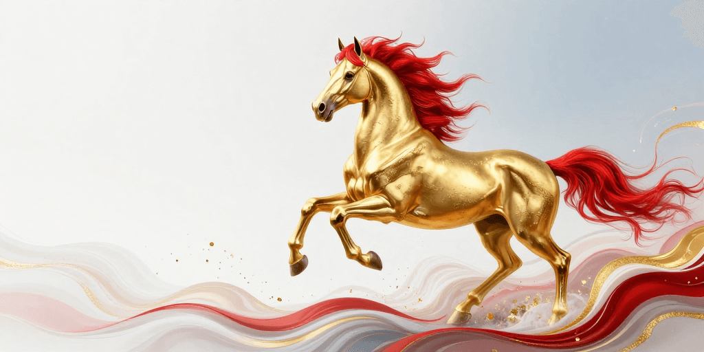 新中式插画素材：金骏赤浪·新中式奢华动态插画