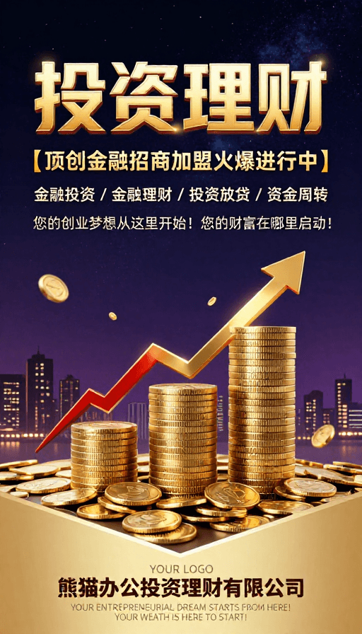 金融海报素材：金色星河·财富启航：金融投资招商宣传