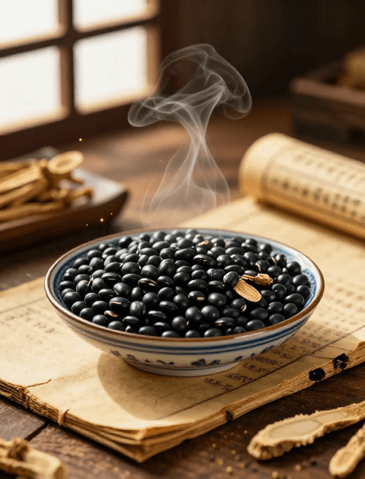 暖色调构图素材：古韵中医：黑豆当归的养生秘辛