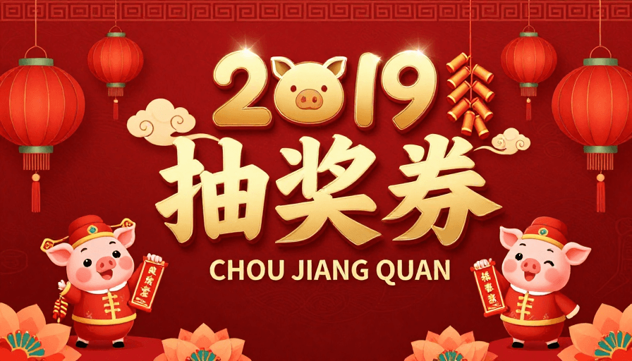 抽奖促销素材：红金新春抽奖海报
