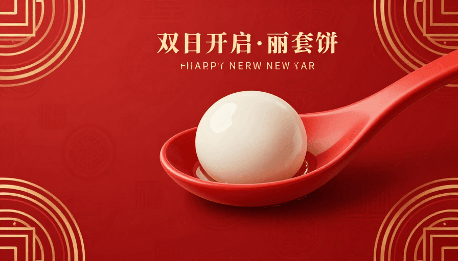 矢量艺术素材：新年喜庆红金汤圆矢量背景图