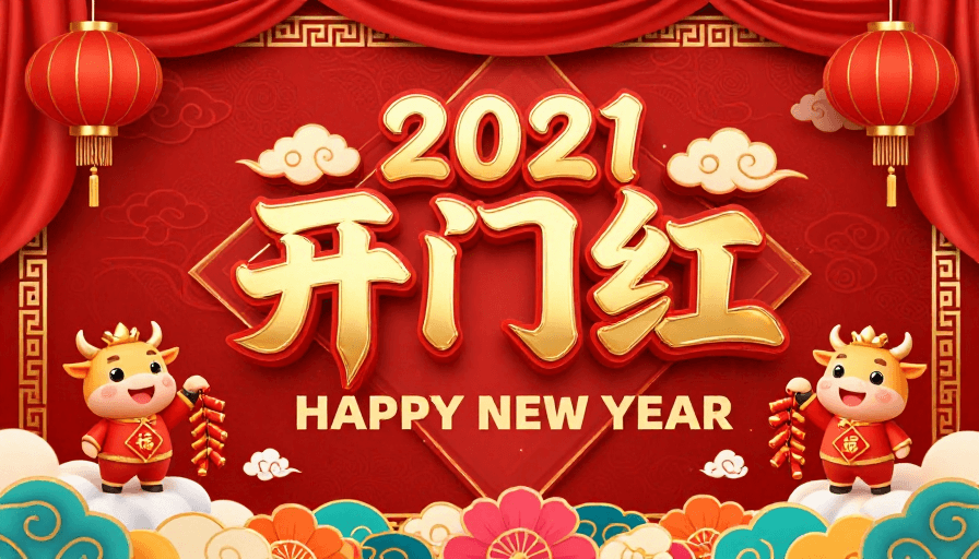 传统纹饰素材：2021开门红：中国风新年喜庆海报