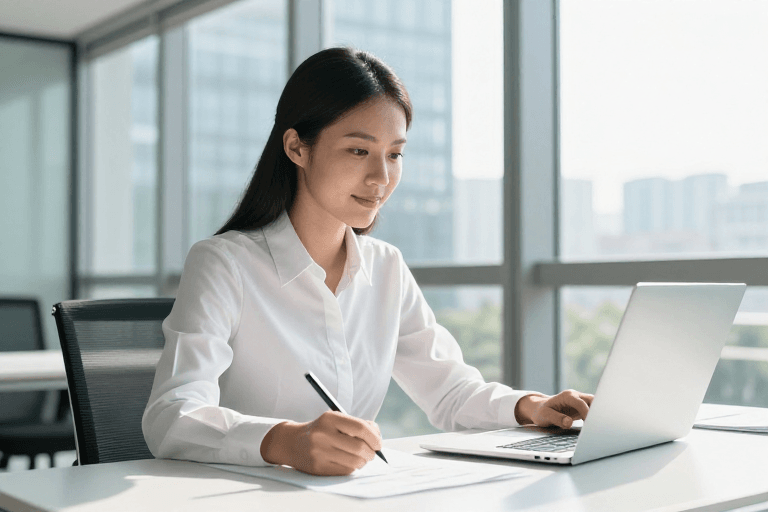职业女性素材：专注高效：现代职场女性办公场景摄影