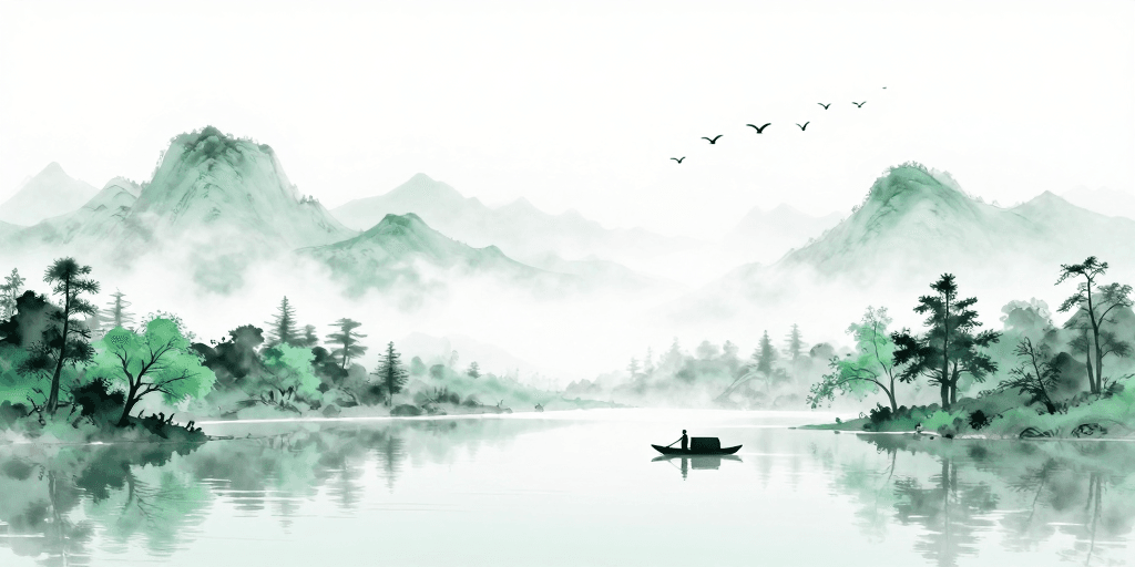 意境营造素材：青绿山水·空灵意境水墨画