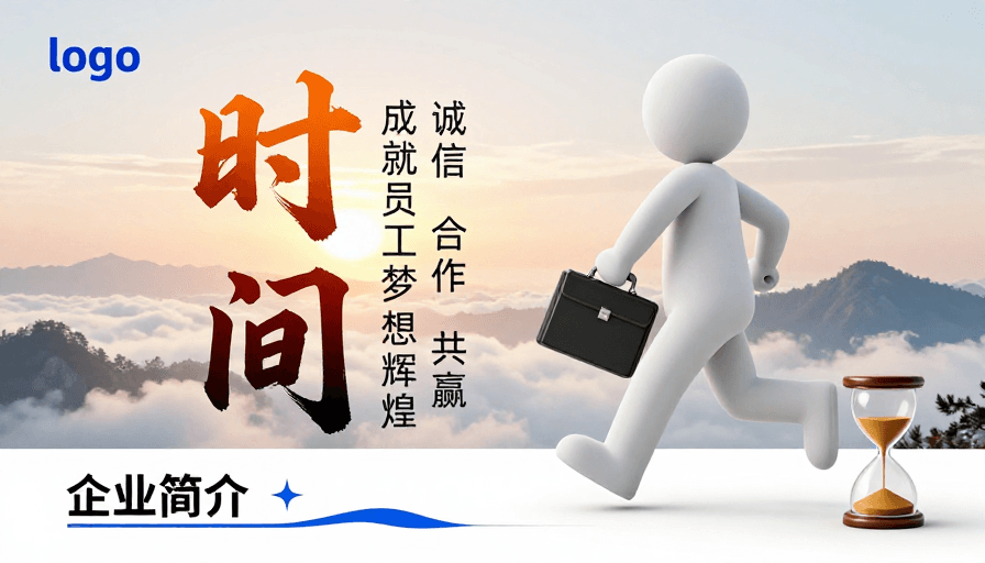 企业海报素材：时间与梦想：企业奋进的视觉宣言