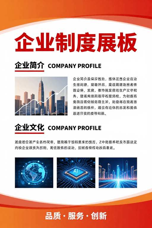 现代设计素材：企业制度展板：现代科技感商务风格展示