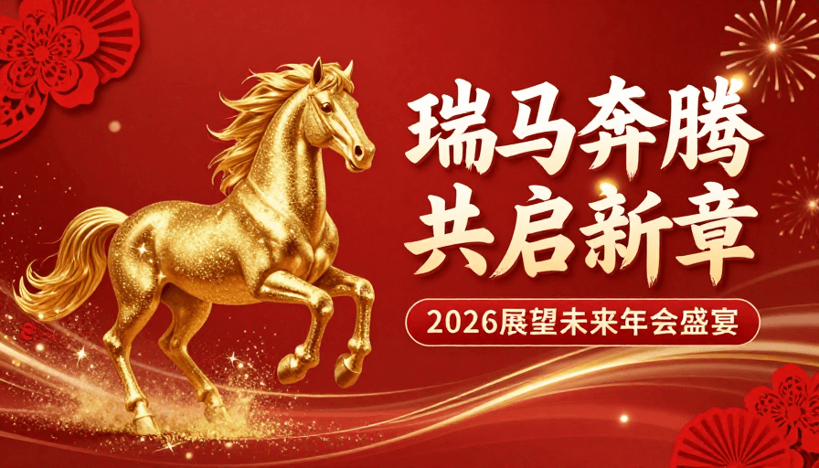 新年庆典素材：金骏奔腾 新年庆典海报：吉祥奋进的视觉盛宴