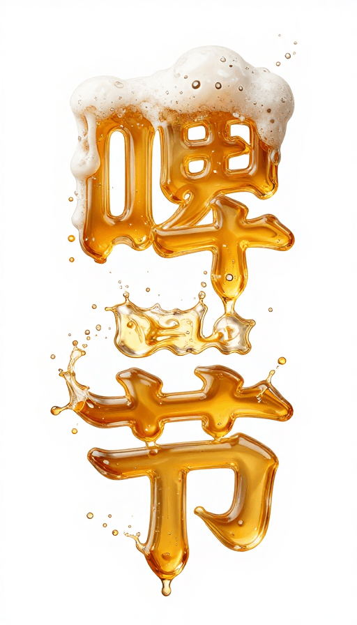 啤酒泡沫素材：狂放流体字体：啤酒泡沫与酒沫交织的艺术杰作