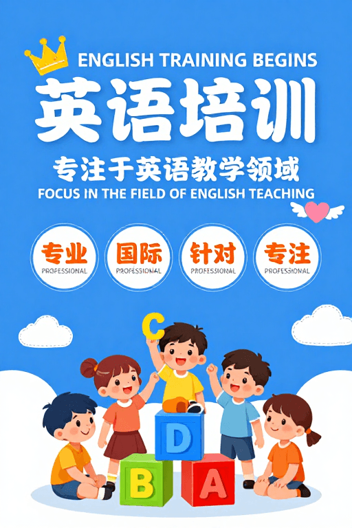 教育海报素材：童趣与专业并存的英语培训海报设计