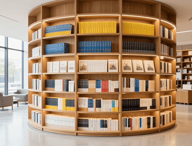 暖光照明素材：书香环绕：中式哲学与文学经典展示