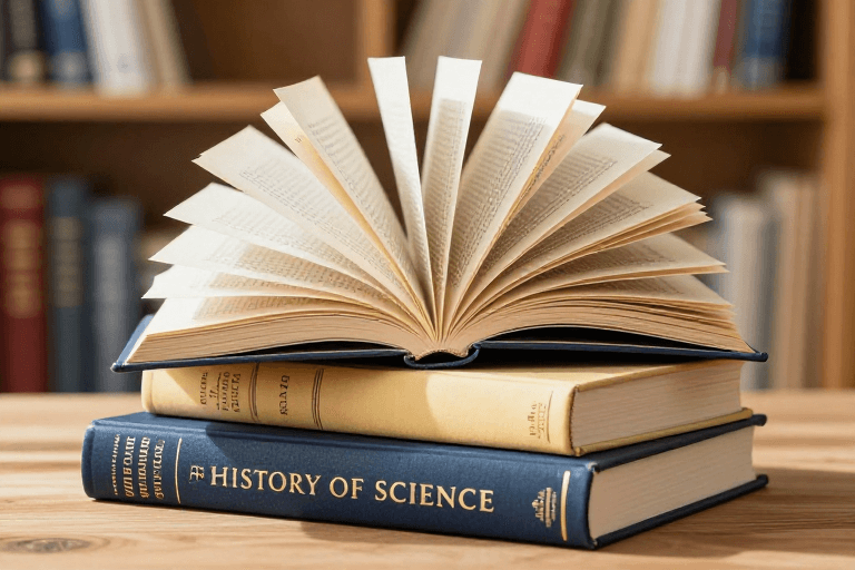 学术书籍素材：三书叠放展现科学哲学历史，高清摄影彰显学术氛围