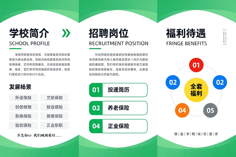 信息可视化素材：活力绿渐变企业招聘海报：清新专业三栏布局