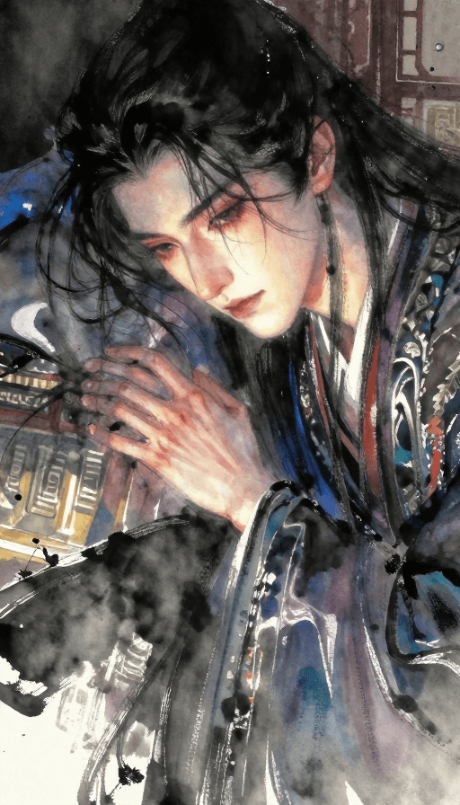 情绪表达素材：苍凉宫廷：古风少年意识流插画，尽显寂寥情深