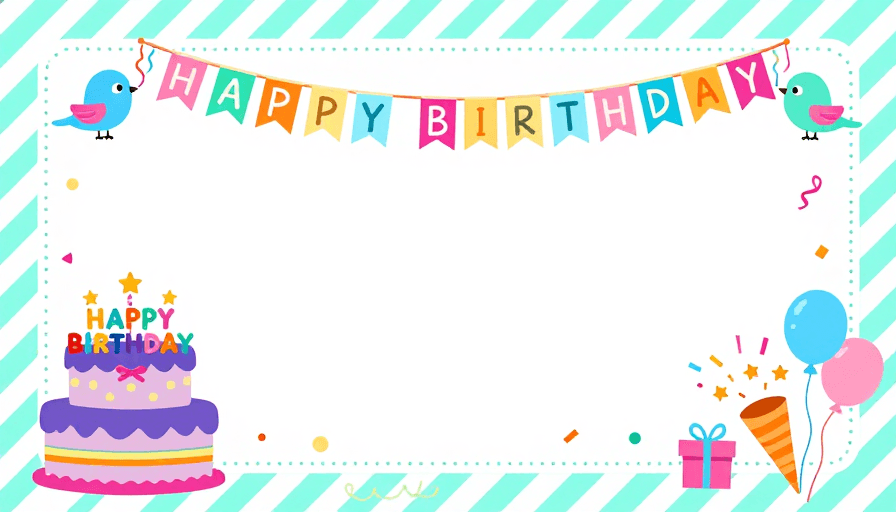 社交媒体素材素材：马卡龙风生日贺卡扁平插画背景