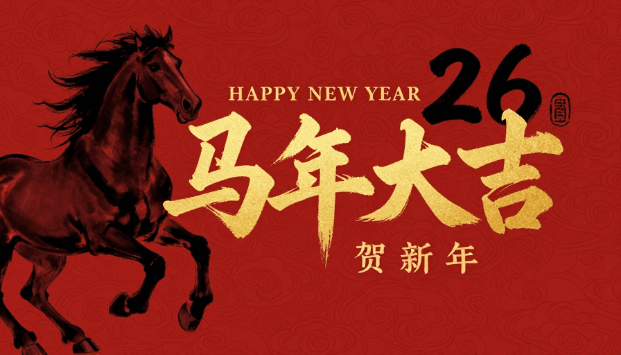 马年大吉素材：水墨骏马迎新春：马年大吉祝福海报