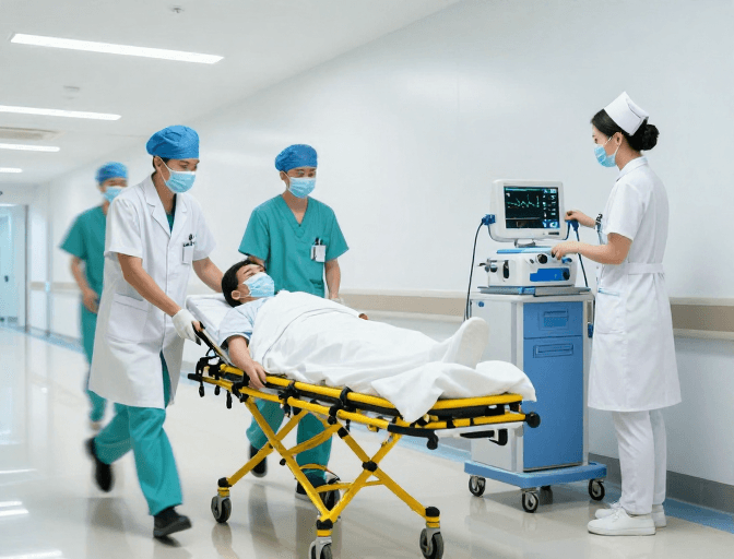 医护人员素材：医疗急救现场：医护团队紧急转运病患