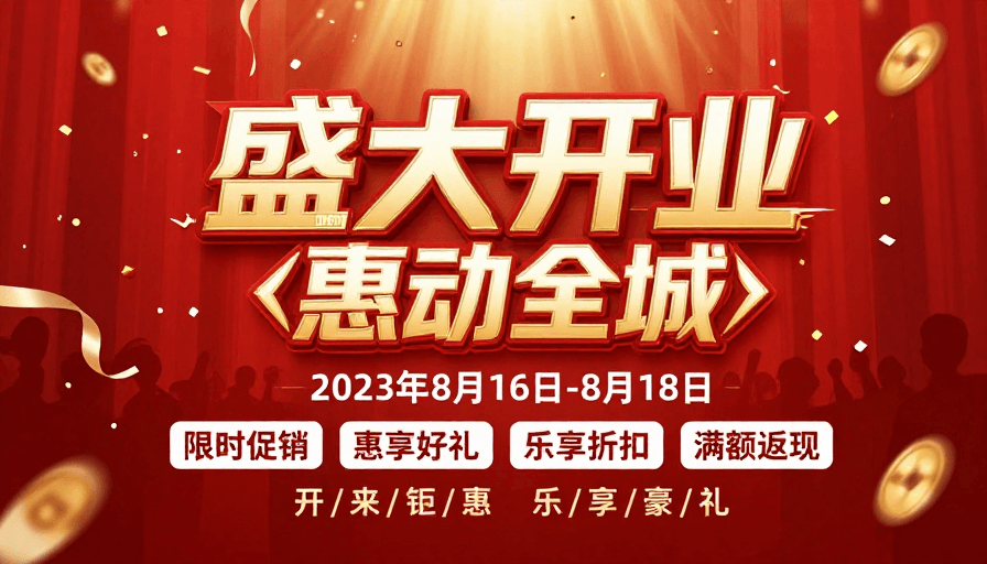 动态效果素材：盛大开业金辉璀璨 喜庆促销视觉盛宴