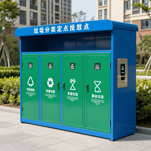市政建设素材：城市户外垃圾分类投放点实拍