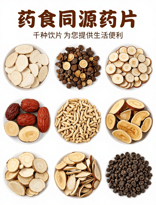 健康产品素材：药食同源千种饮片，高清药材展示生活便利
