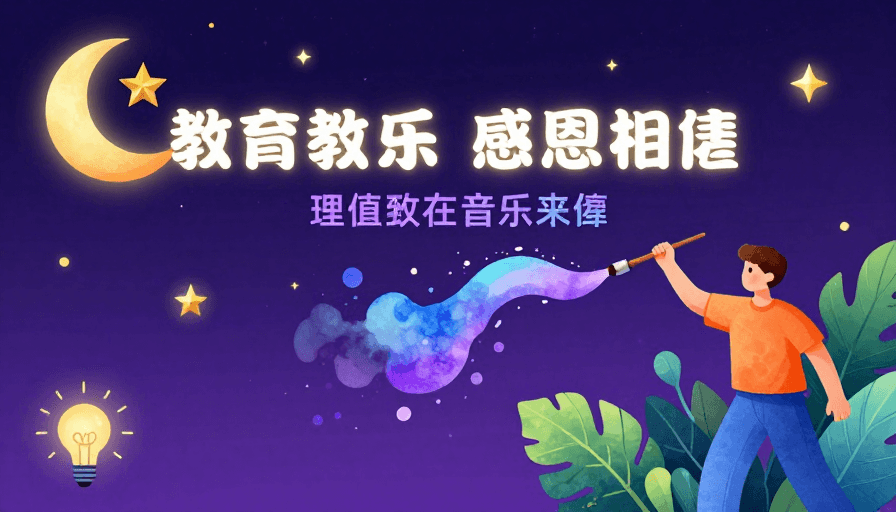 水彩插画素材：梦幻星空下的创意挥洒——橙月水彩海报