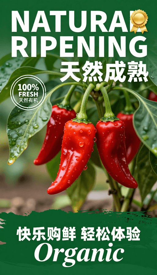 健康食品素材：自然成熟鲜辣红椒海报