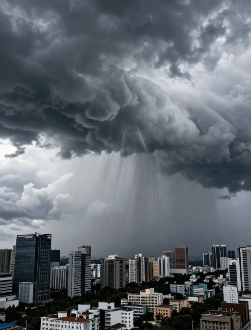 台风素材：超级台风震撼瞬间：风暴云与狂雨的戏剧性碰撞