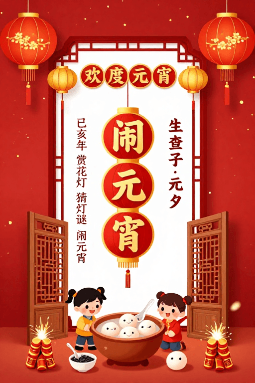 元宵节素材：喜庆闹元宵 红金传统佳节
