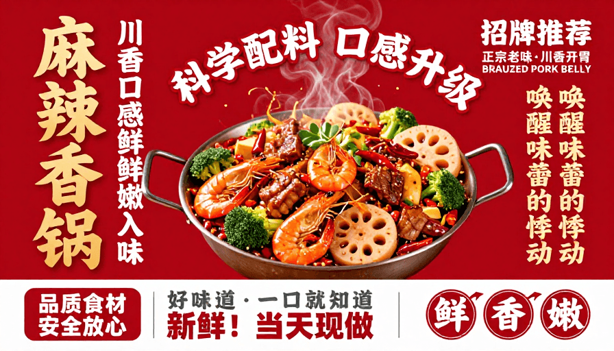 川菜素材：热烈川菜麻辣香锅：唤醒味蕾的鲜香视觉盛宴