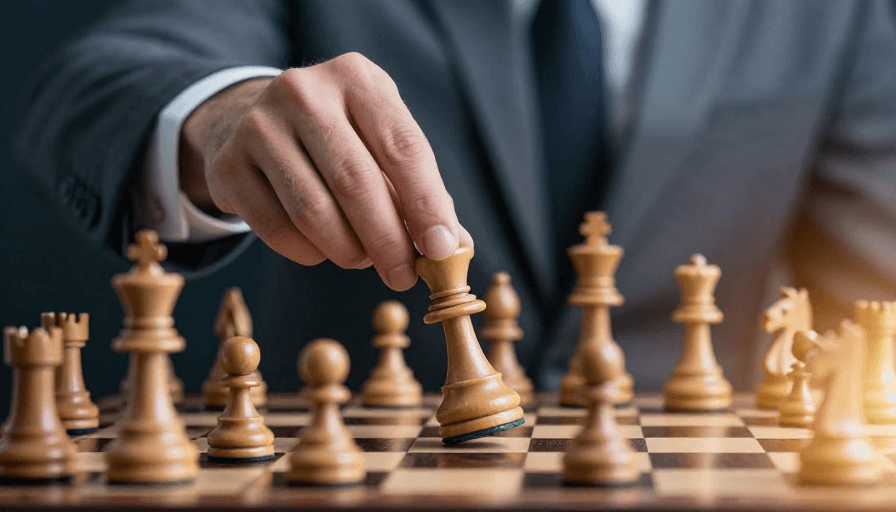 国际象棋素材：深蓝商务风国际象棋对弈场景