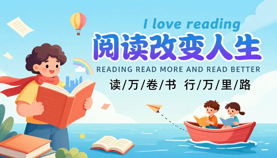 儿童读物素材：阅读点亮梦想：手绘清新公益海报