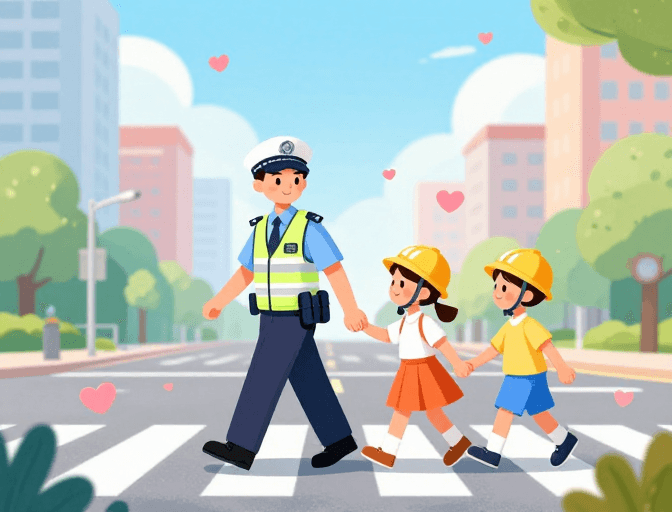 公益海报素材：爱心护航平安行 温馨守护校园路