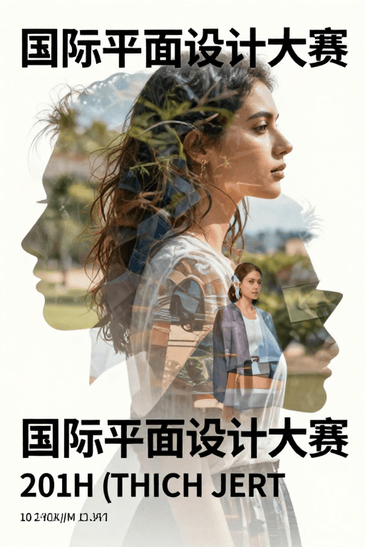 现代平面设计素材：现代艺术海报：人物与自然的拼贴融合