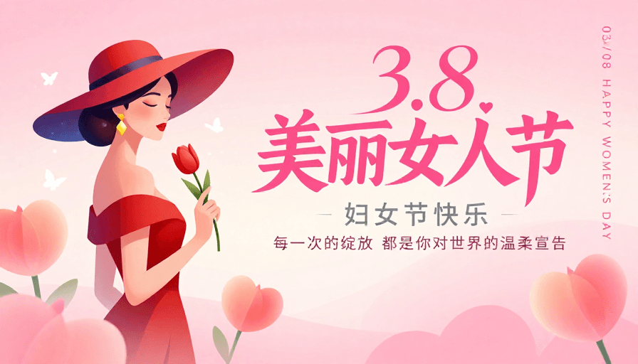 女性力量素材：浪漫粉红：自信绽放的3.8妇女节海报