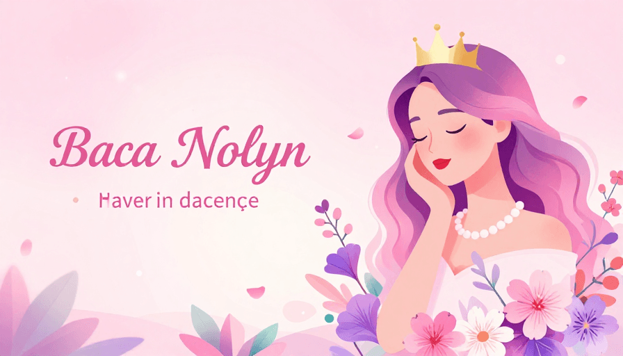 粉色渐变素材：梦幻粉紫花艺少女插画海报