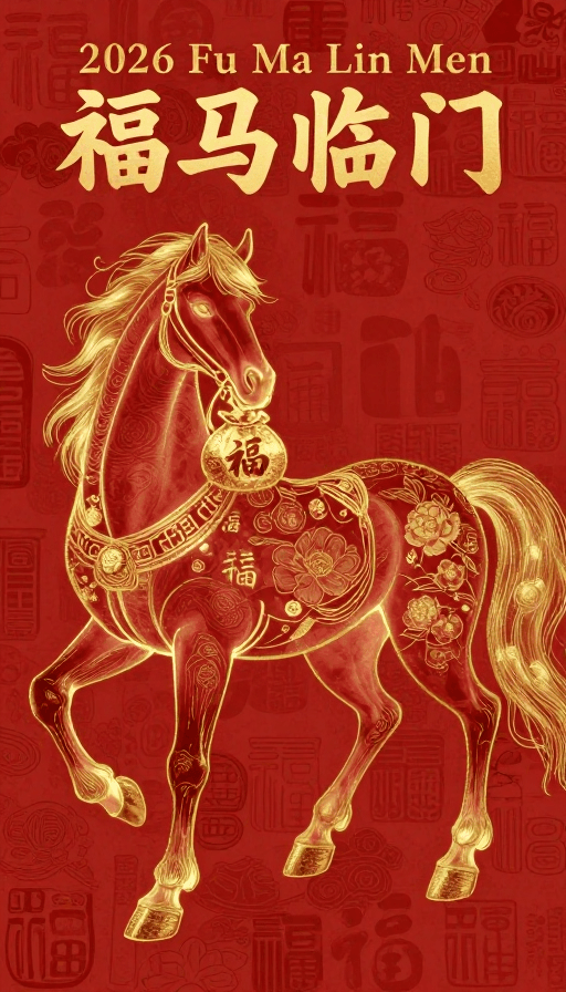 国风奇幻素材：衔福瑞马：中国风吉祥插画杰作
