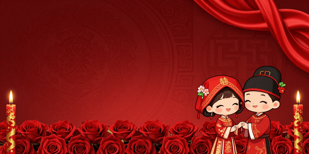 红金渐变素材：龙凤呈祥·喜庆中式婚礼红金渐变背景
